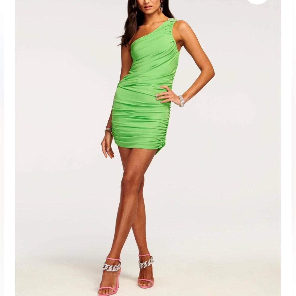 RAMY BROOK One Shoulder Dress Laguna Green size 10 .